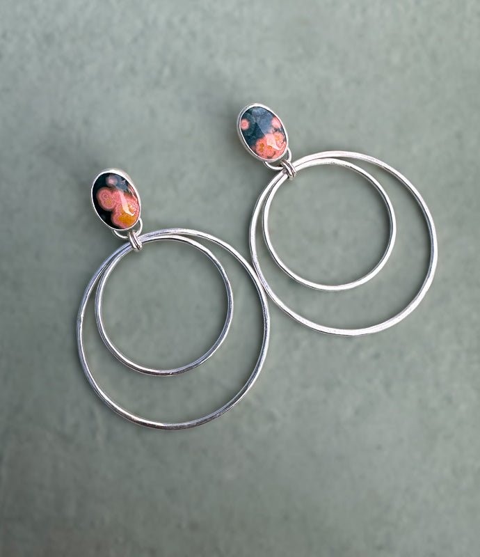 Ocean Jasper Double Hoops