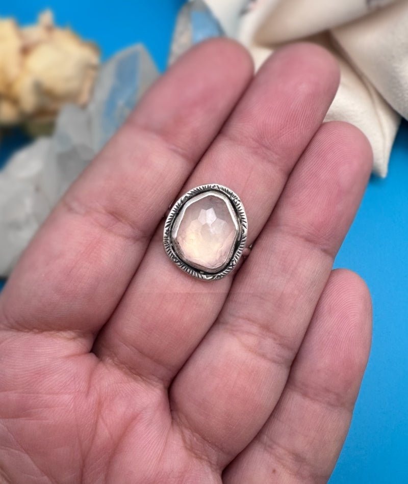 Another view of Rose Quartz Ring - Design 01