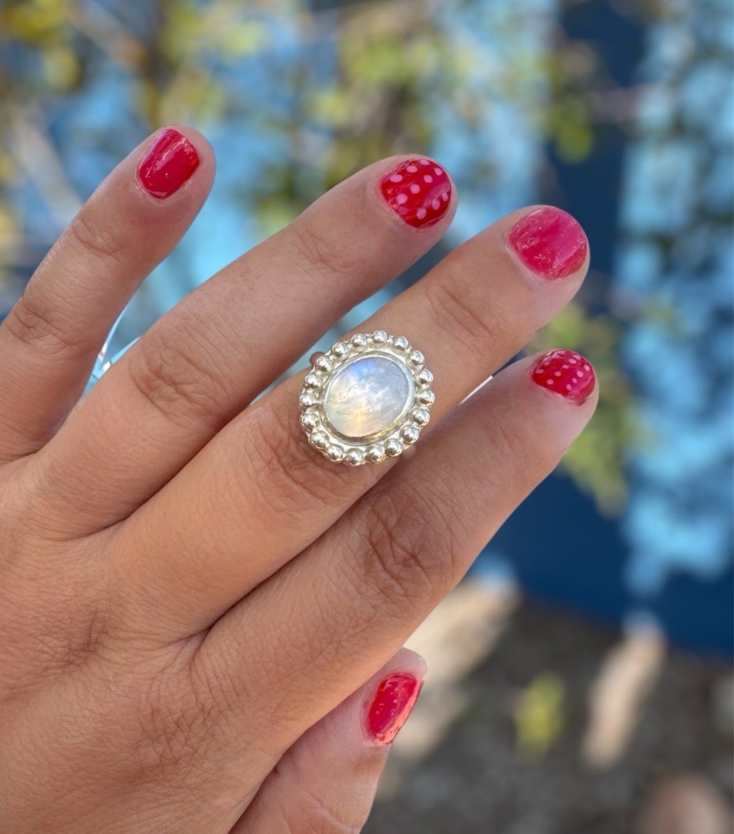 Rainbow Moonstone Ring