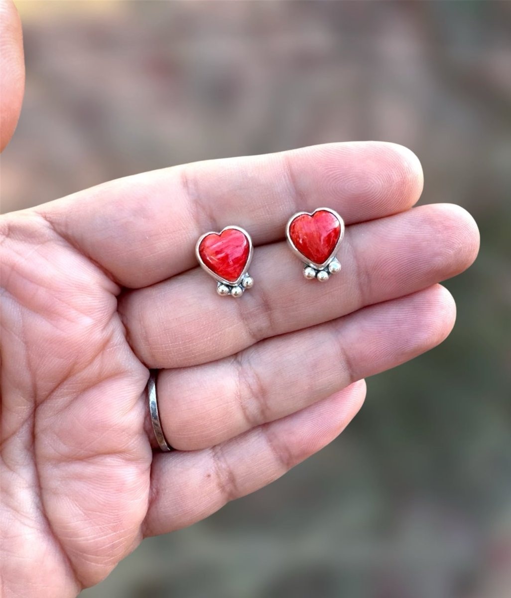 Another view of Orange-Red Spiny Oyster Heart Studs