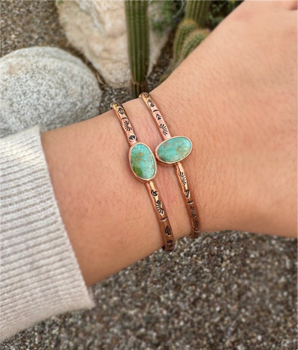 Another view of Turquoise Copper Cuff