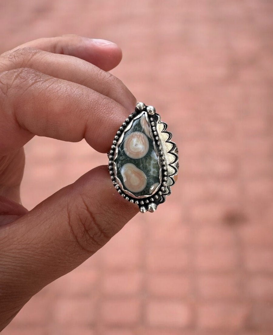Green Ocean Jasper Swirl Ring