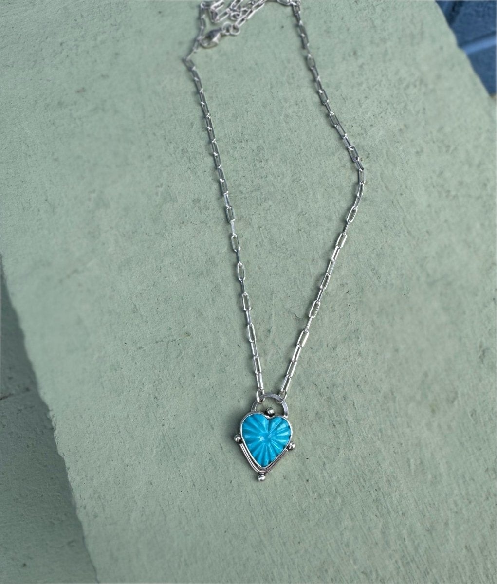 Turquoise Carved Heart Necklace