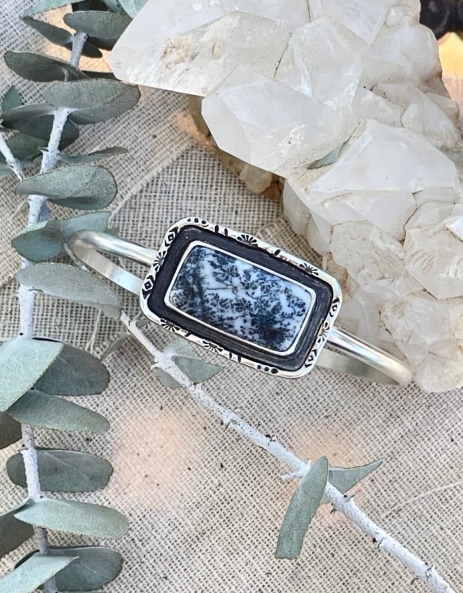 Another view of Dendritic Agate Rectangle Cuff Bracelet