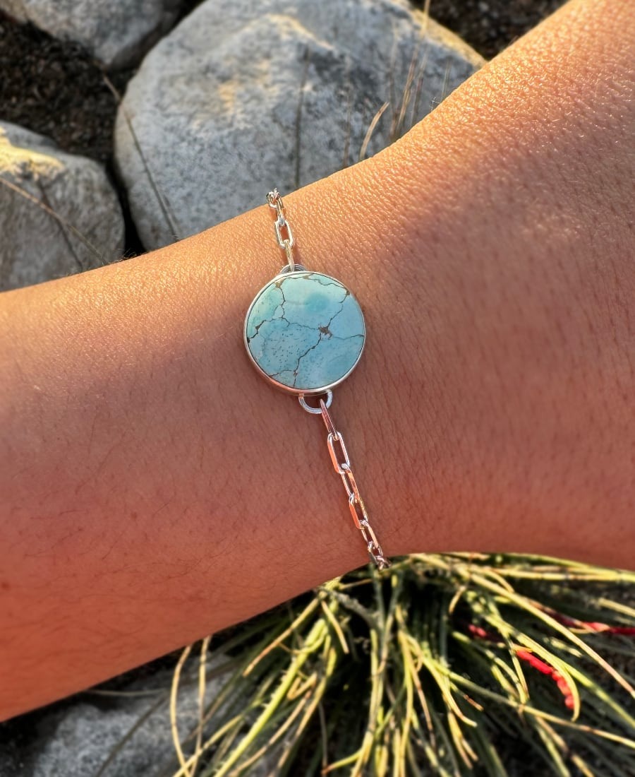 Another view of Round Turquoise Tassel Bracelet - Design 02