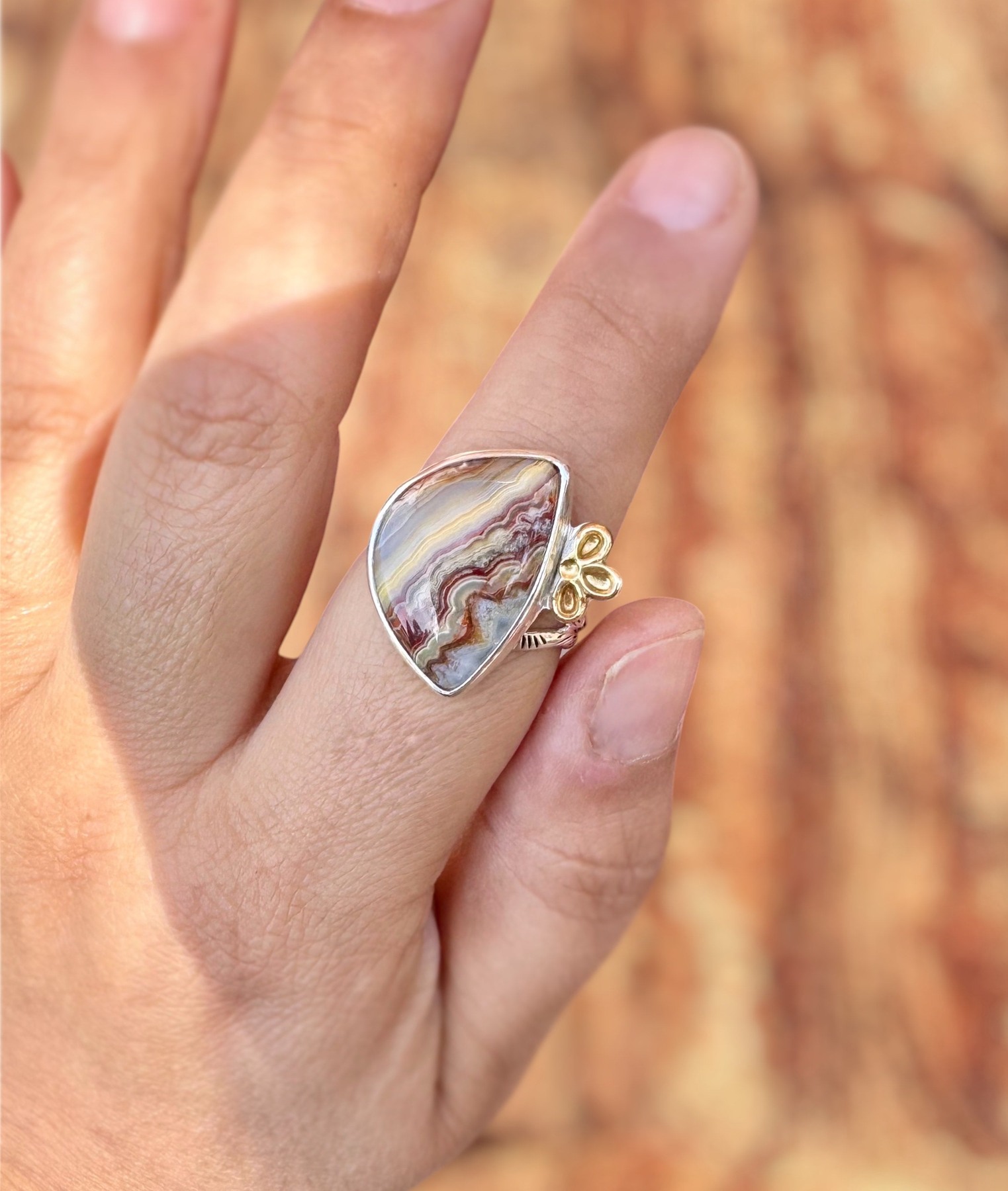 Another view of Crazy Lace Agate Ring - Design 01
