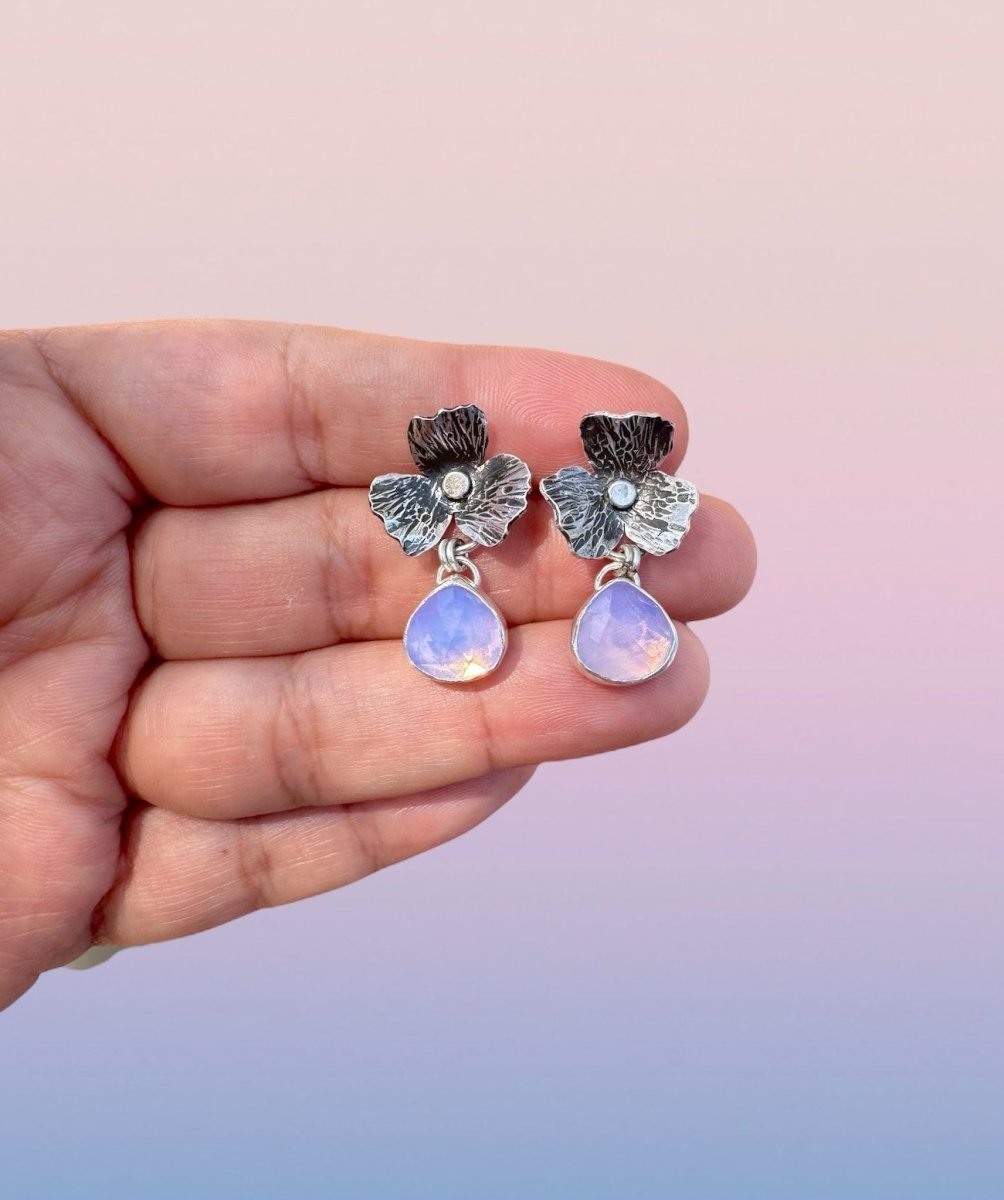 Lavender Quartz Floral Earrings