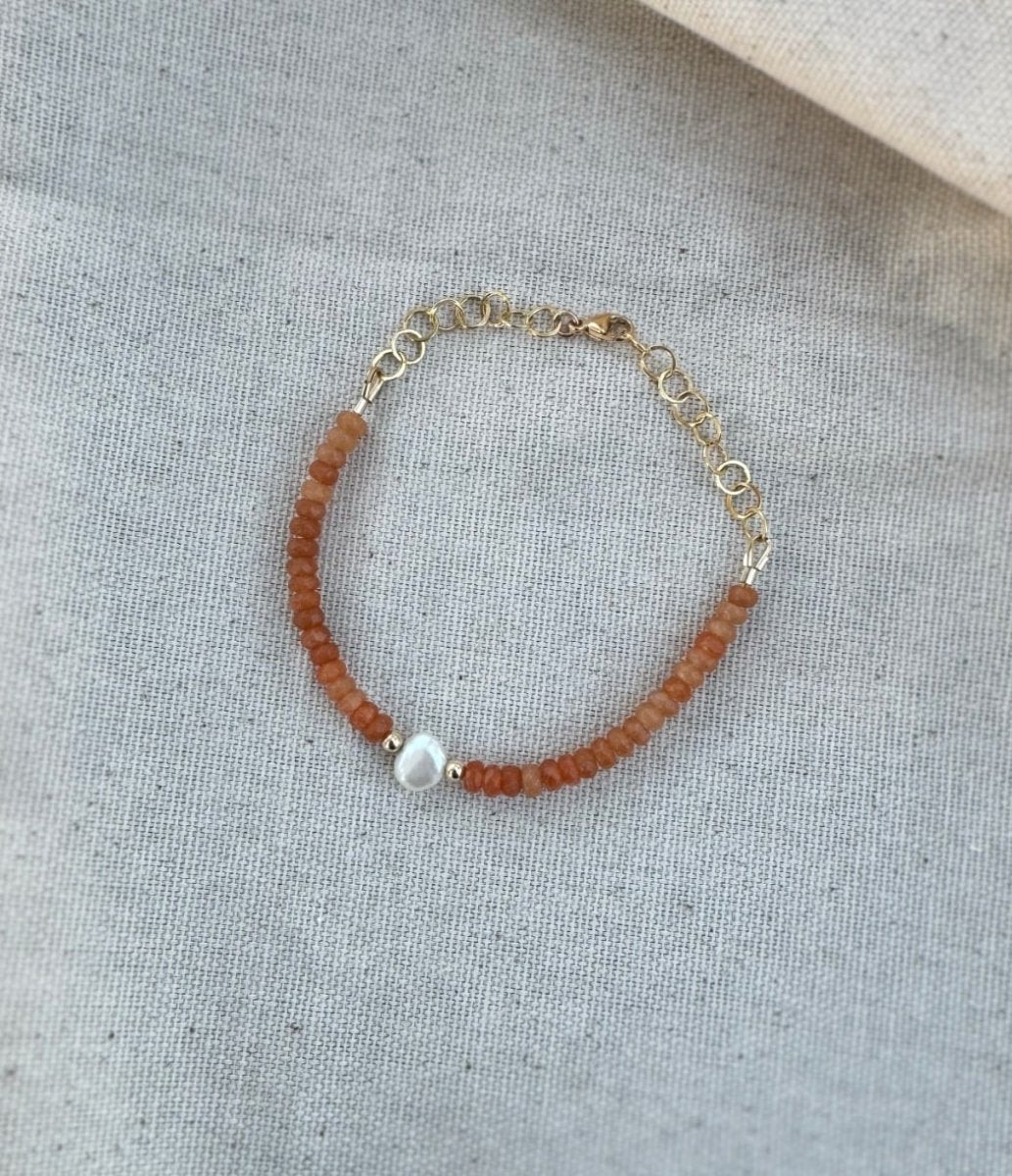 Carnelian Pearl 14K Gold Fill Bracelet