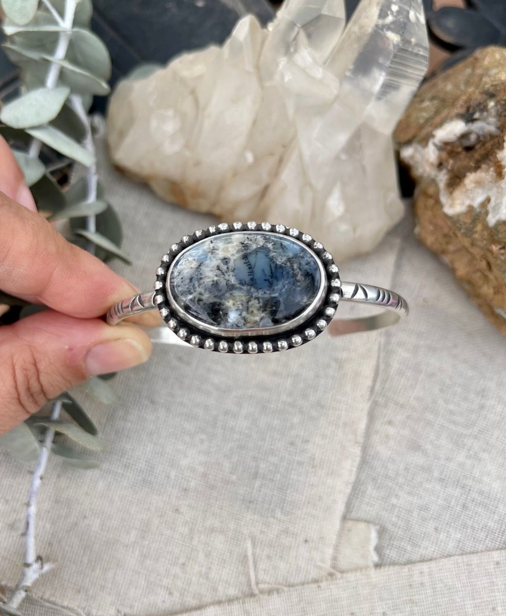 Another view of Dendritic Opal Cuff Bracelet