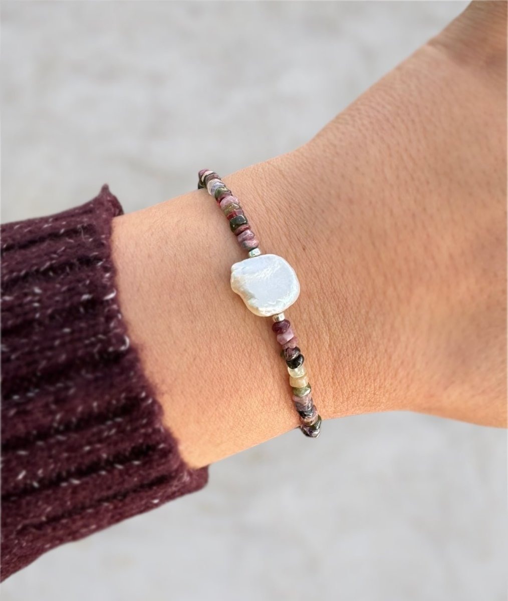 Pearl & Tourmaline Beaded Bracelet - Design 02