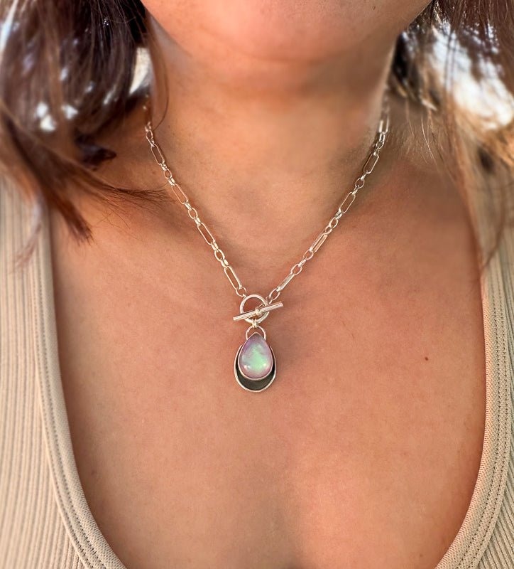 Another view of Aurora Opal Necklace
