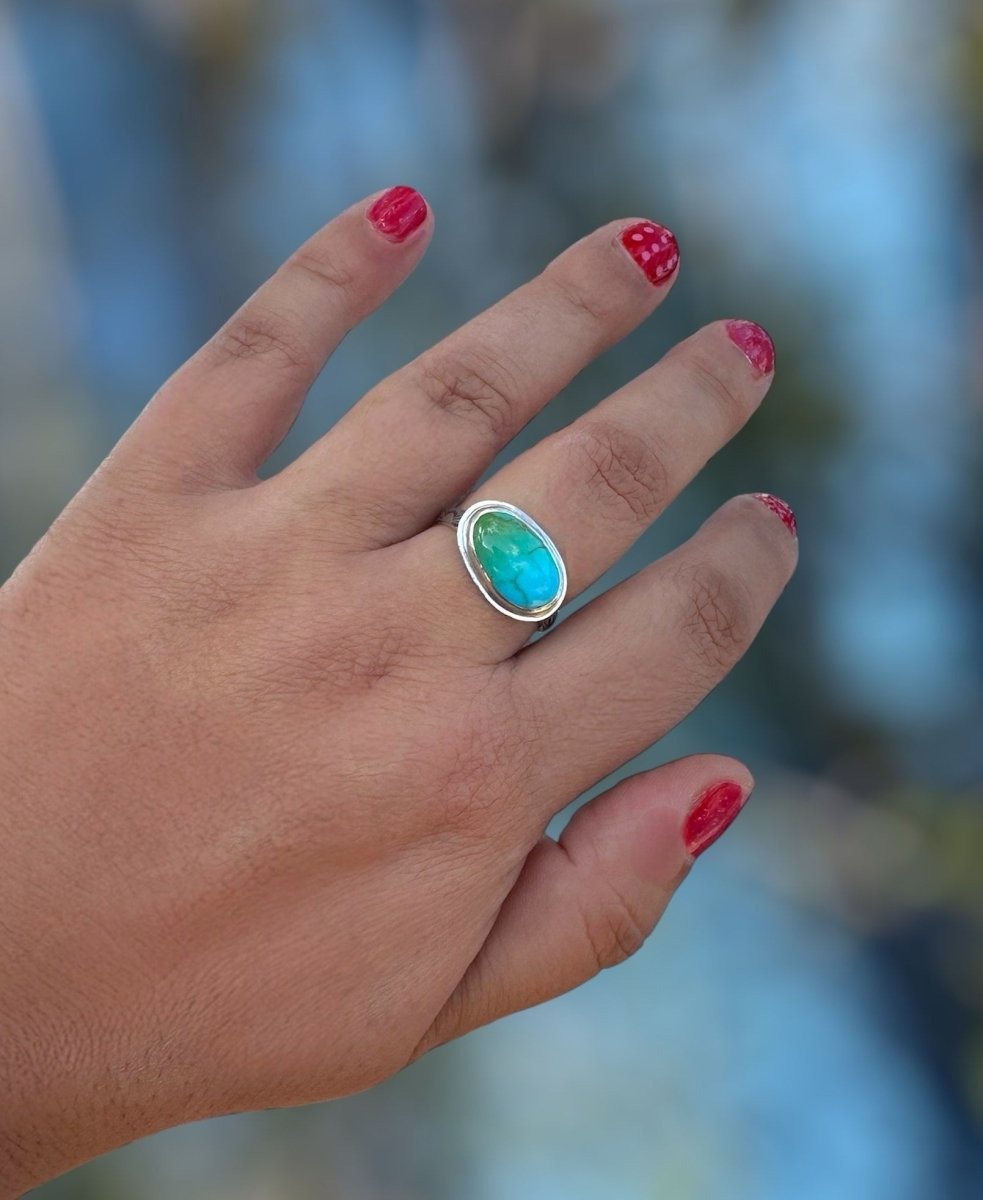 Another view of Turquoise Horizontal Ring - Design 01