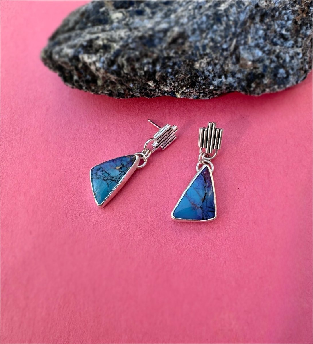 Another view of Purple Turquoise Earrings