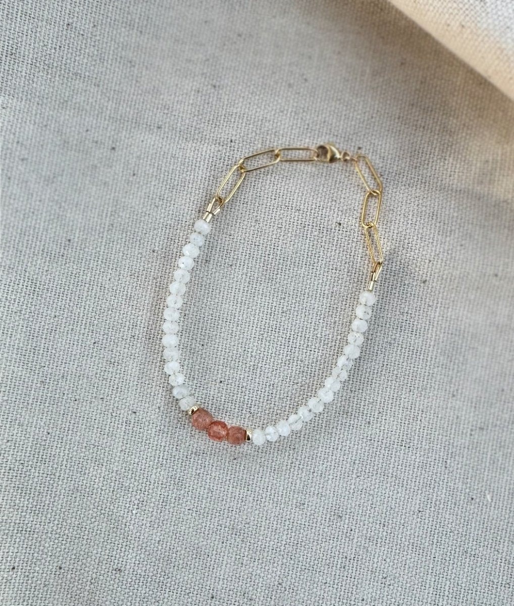 Moonstone & Sunstone Beaded Bracelet