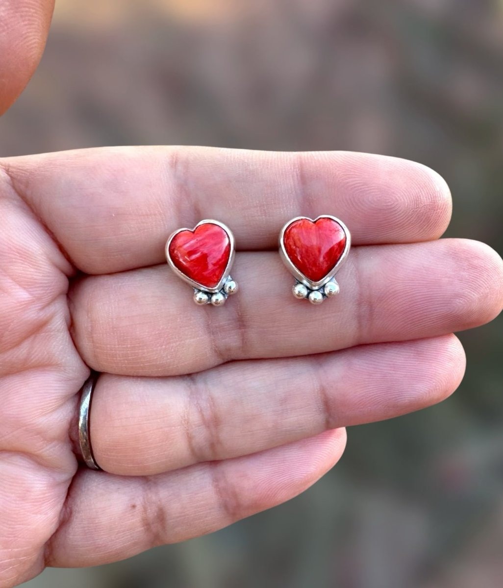 Orange-Red Spiny Oyster Heart Studs