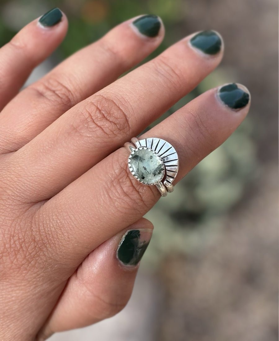 Another view of Prehnite Stacker Ring - Design 02