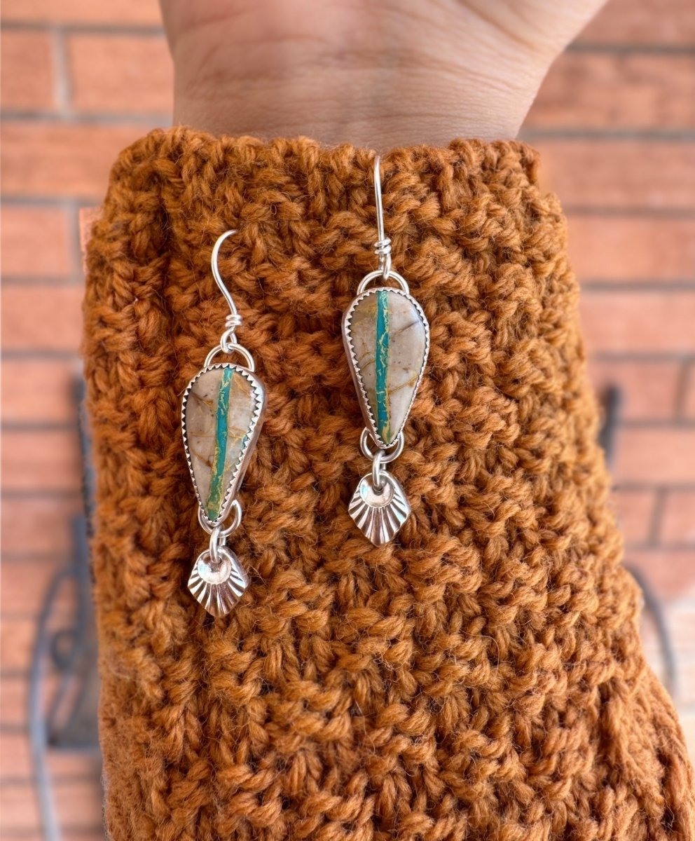 Another view of Ribbon Turquoise Dangle Earrings