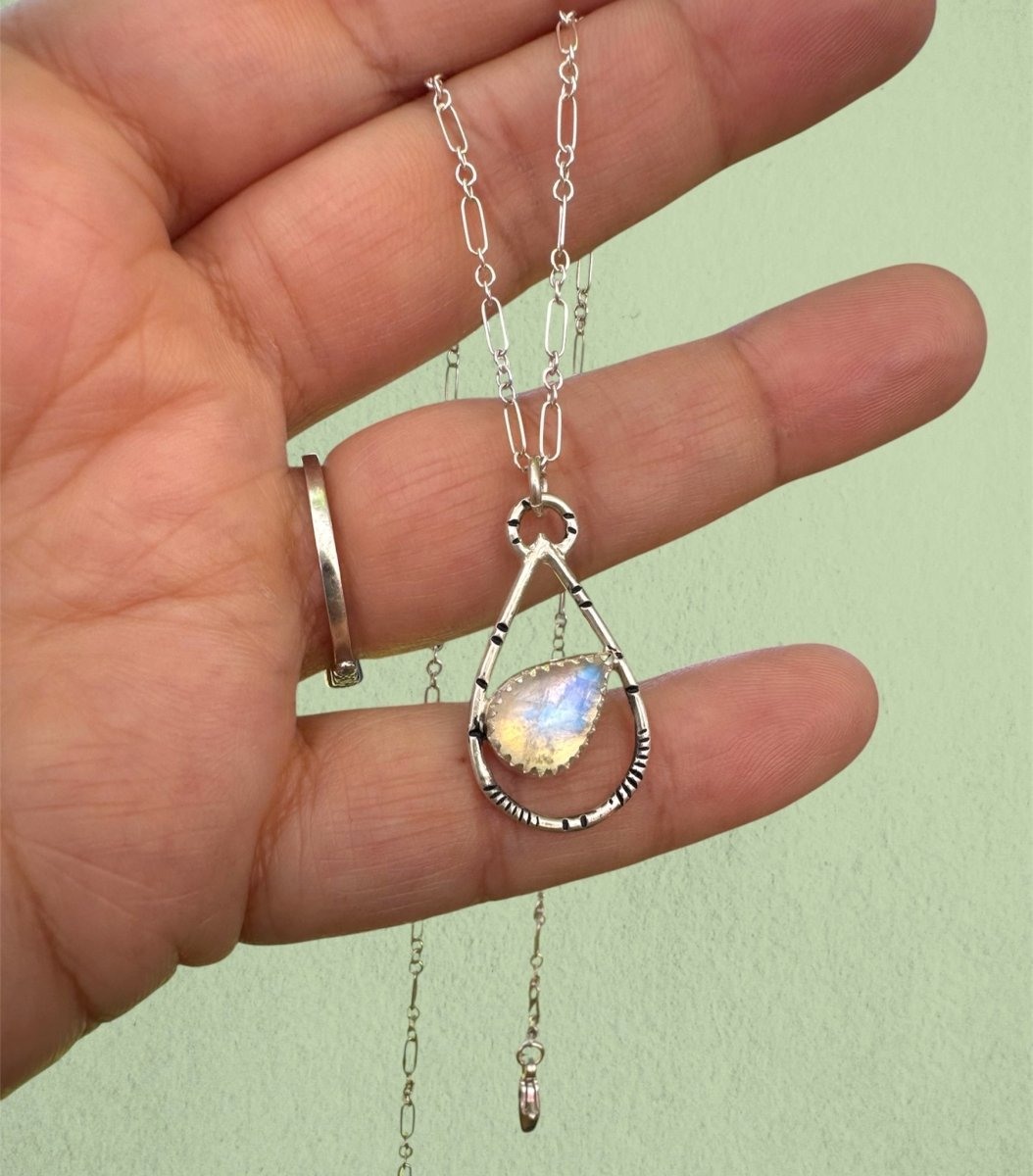 Another view of Rainbow Moonstone Necklace