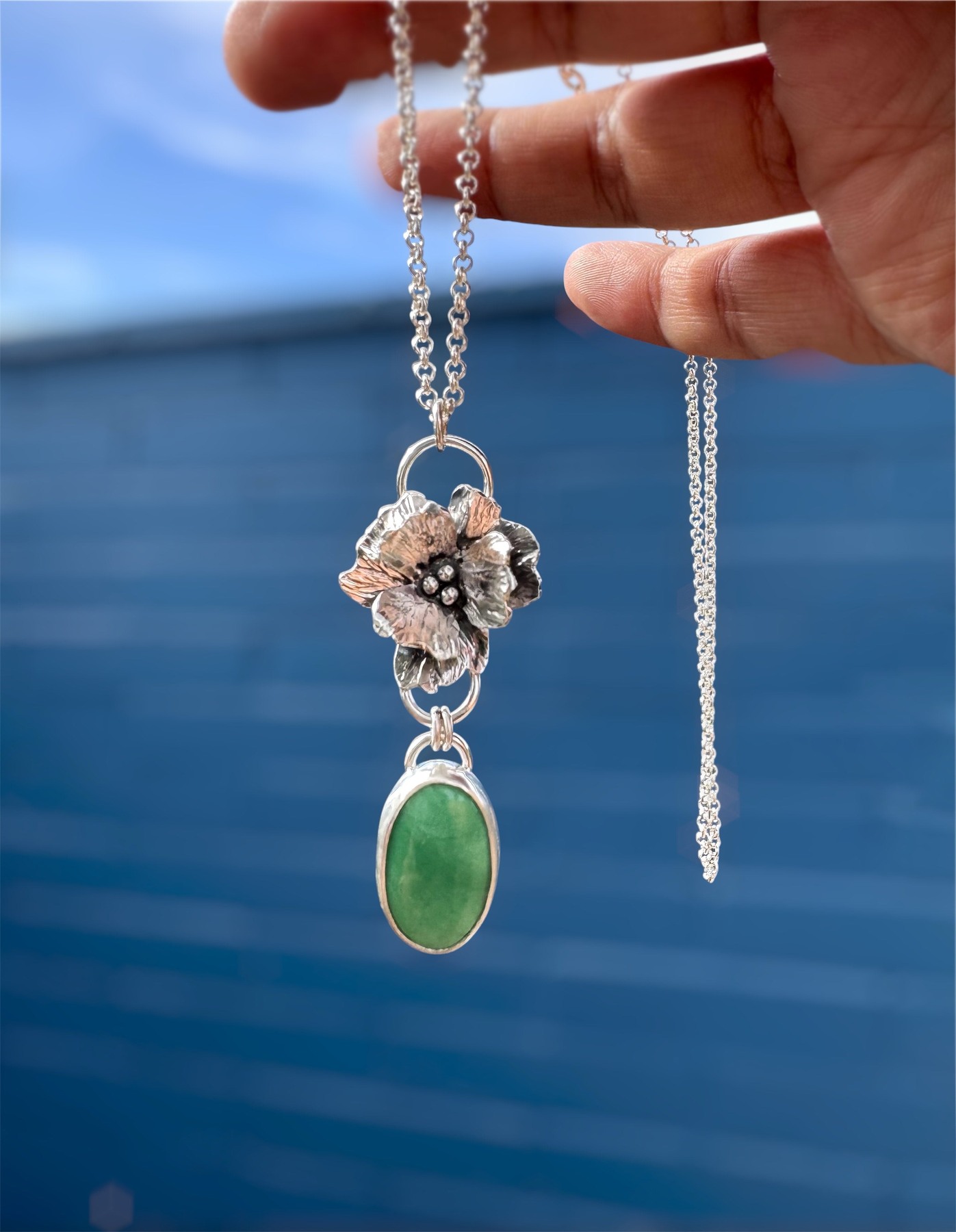 Flower & Variscite Necklace