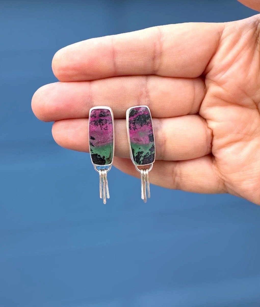 Another view of Ruby Zoisite Dangle Earrings - Design 02