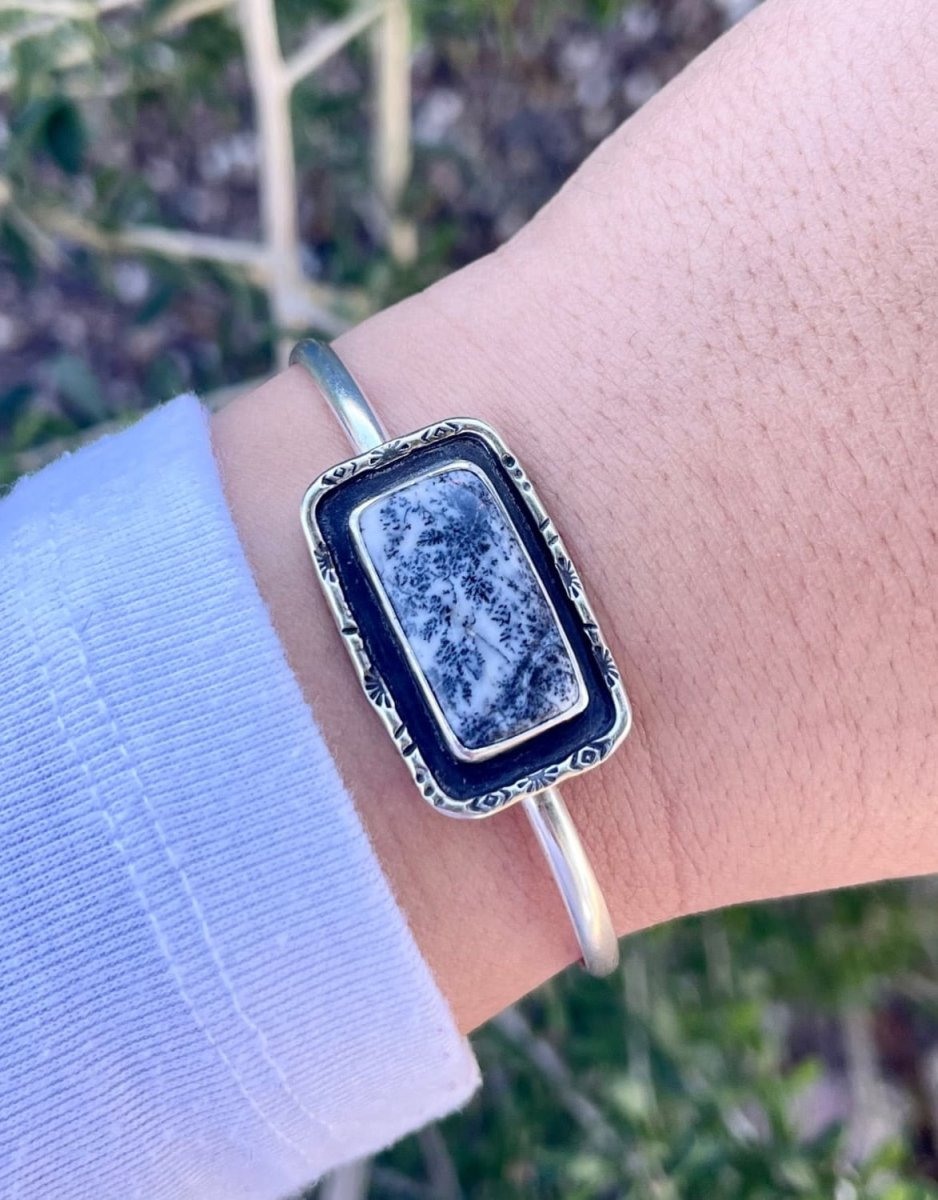 Dendritic Agate Rectangle Cuff Bracelet
