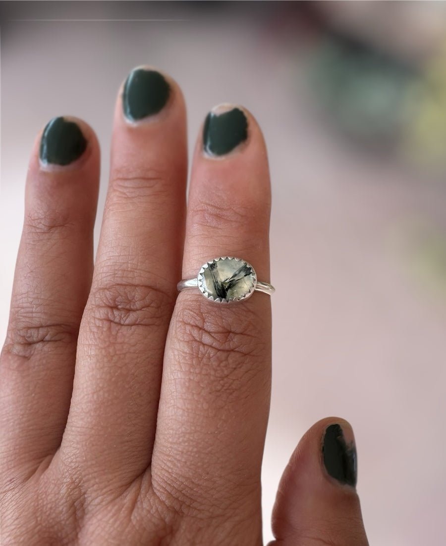 Another view of Prehnite Stacker Ring - Design 01