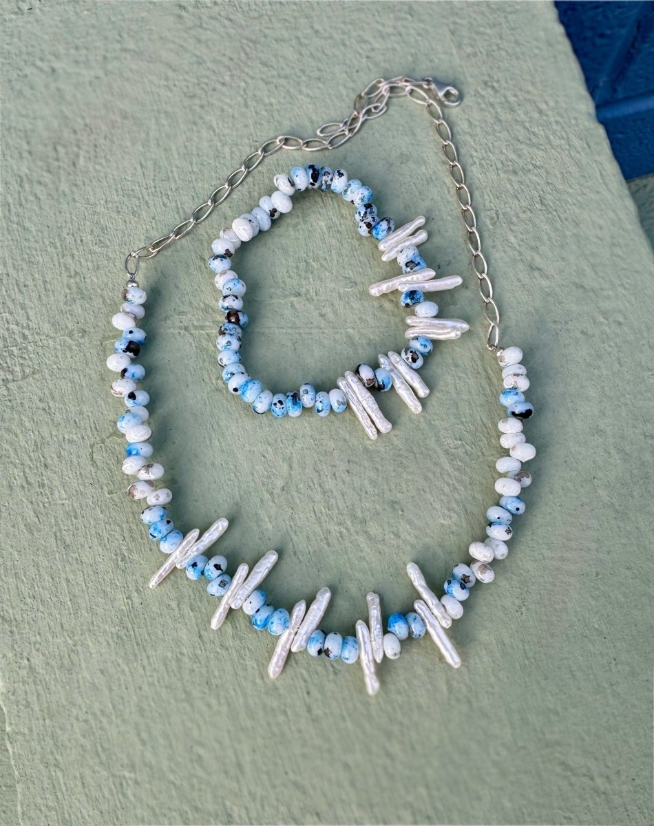 Pearl & Glass Bead Sterling Necklace