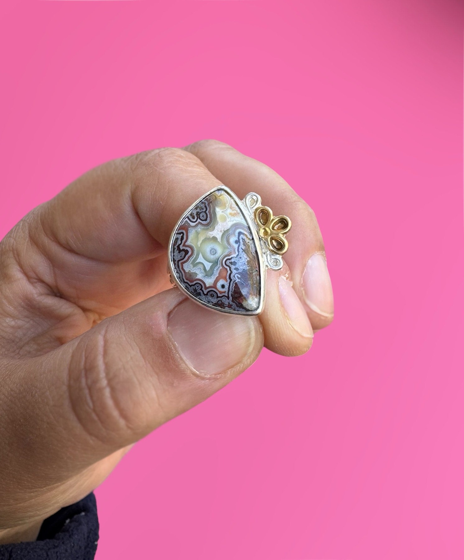 Another view of Crazy Lace Agate Ring - Design 02