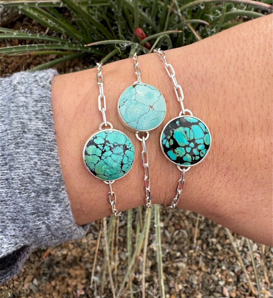 Another view of Round Turquoise Tassel Bracelet - Design 01