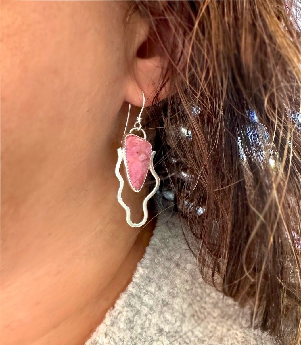 Another view of Ruby Zoisite Dangle Earrings - Design 01