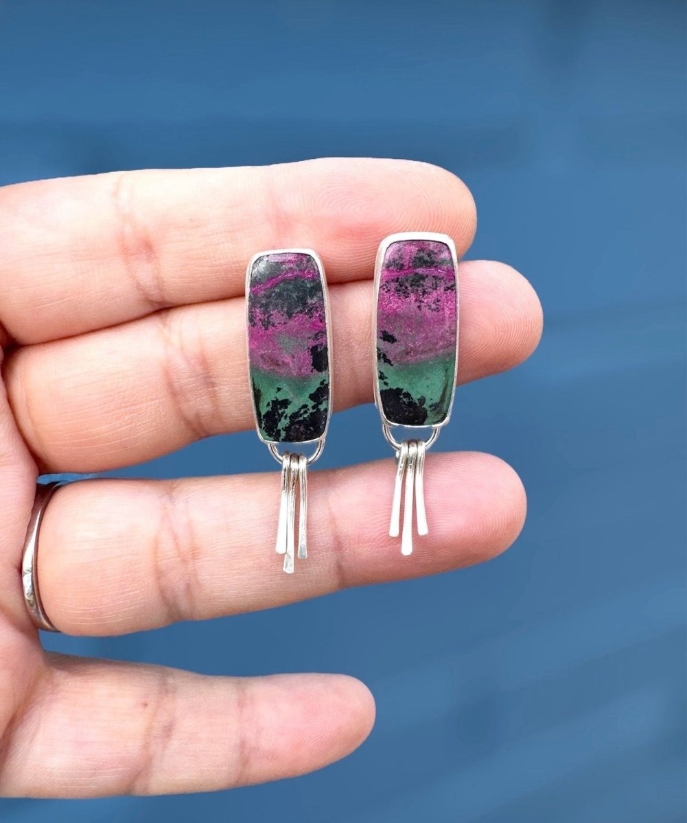 Ruby Zoisite Dangle Earrings - Design 02