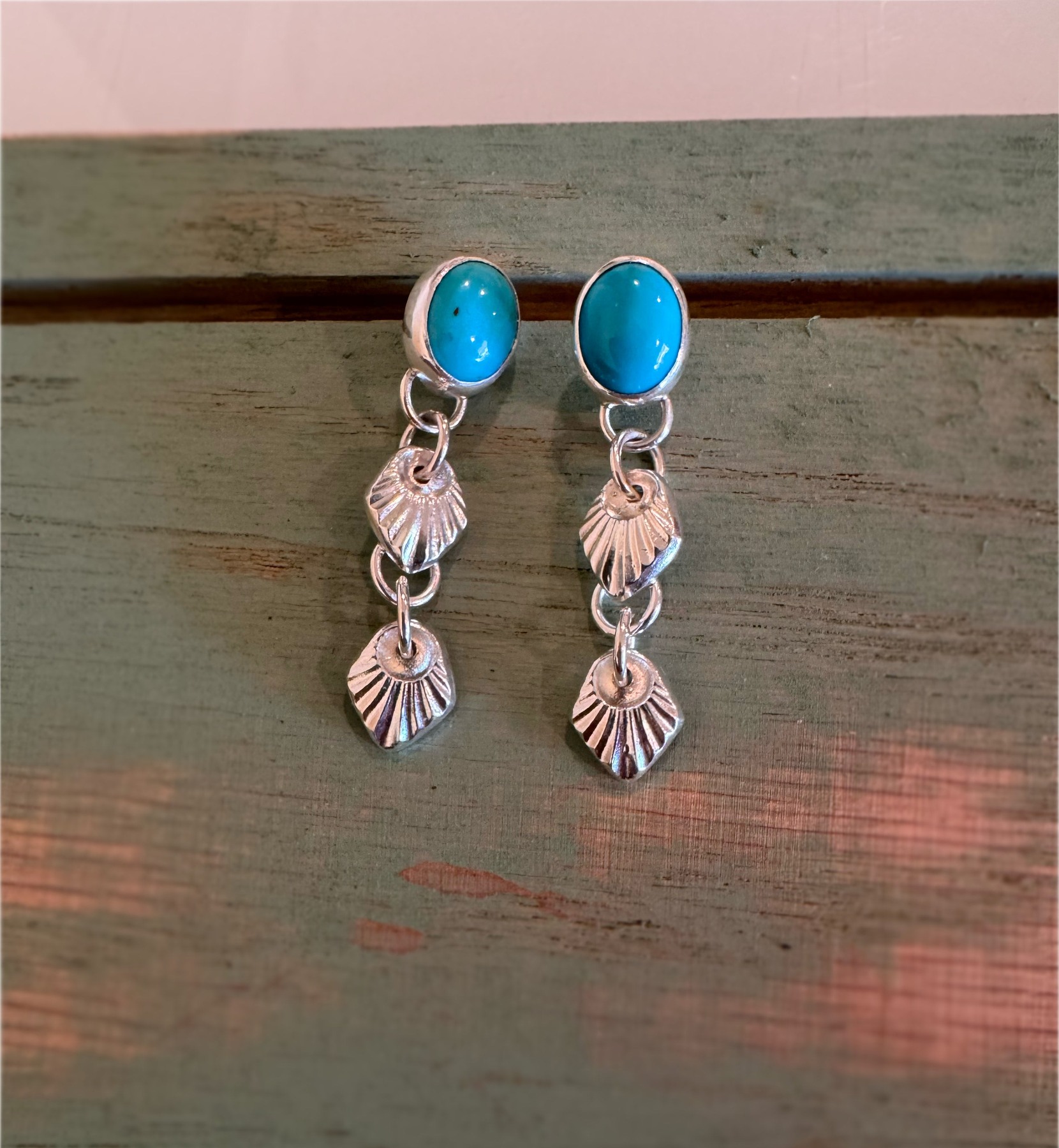 Another view of Turquoise Dangle Earrings