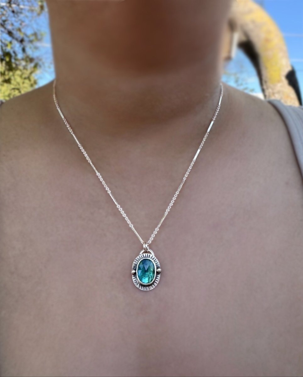 Another view of Teal Kyanite Necklace