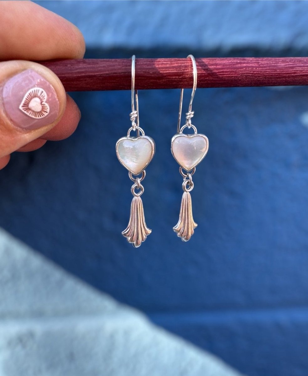 Another view of Mother Of Pearl Heart Earrings
