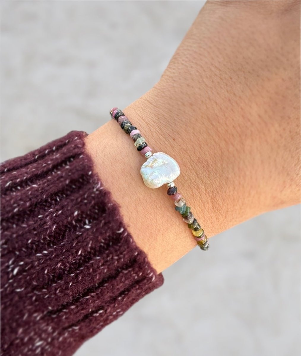 Pearl & Tourmaline Beaded Bracelet - Design 01