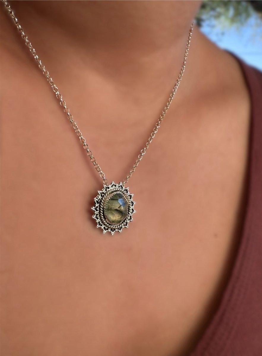 Another view of Prehnite Green Necklaces