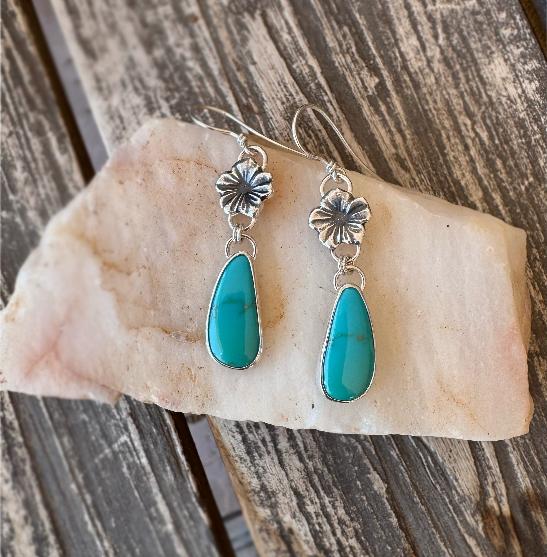 Turquoise Floral Dangle Earrings