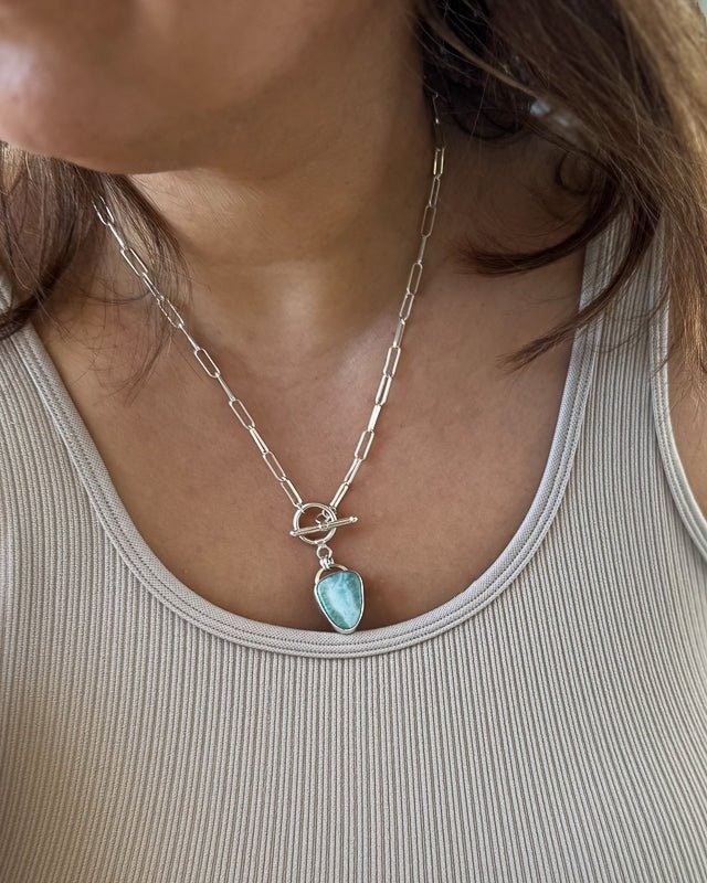 Another view of Larimar Toggle Clasp Necklace