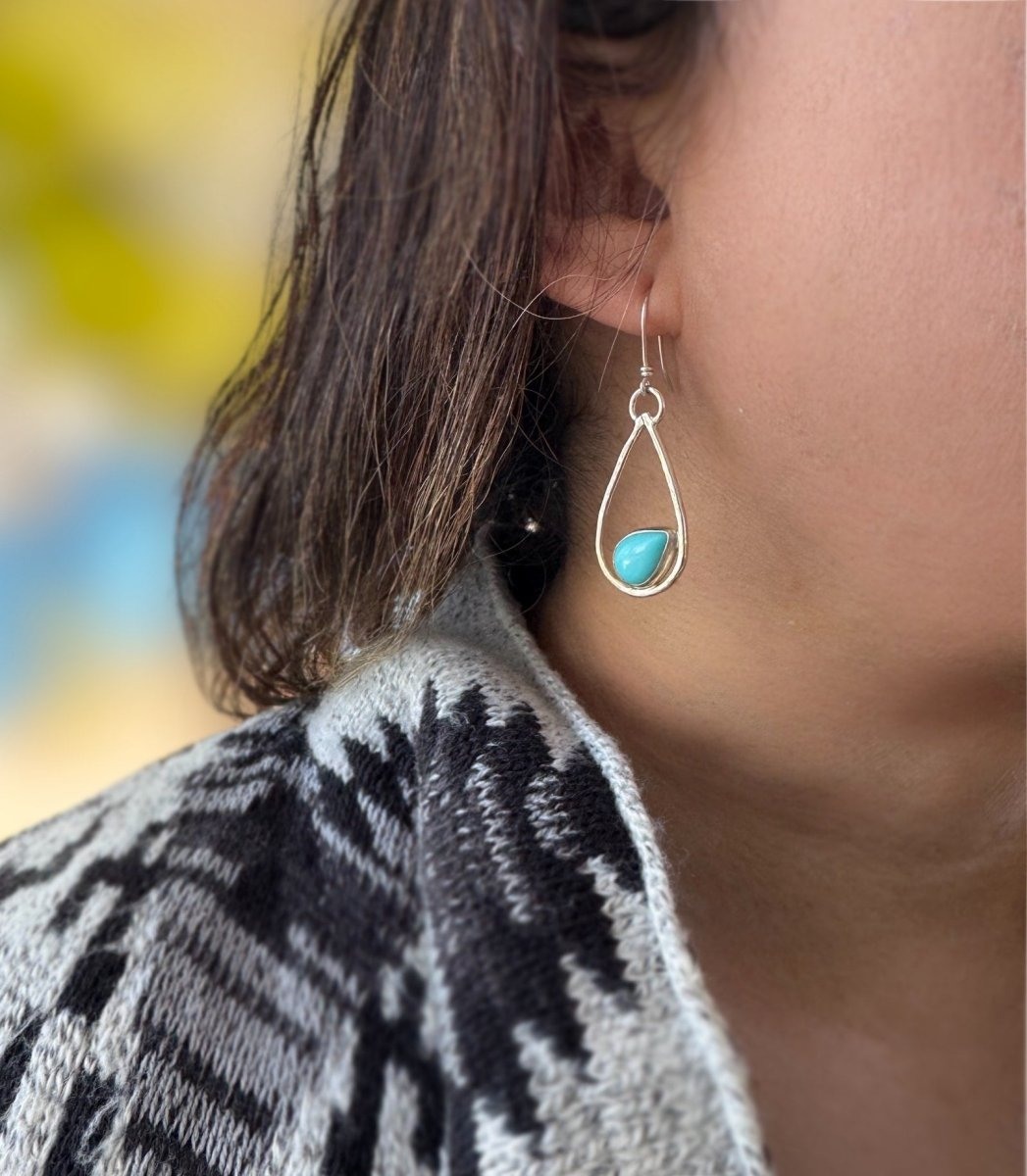 Another view of Turquoise Teardrop Earrings
