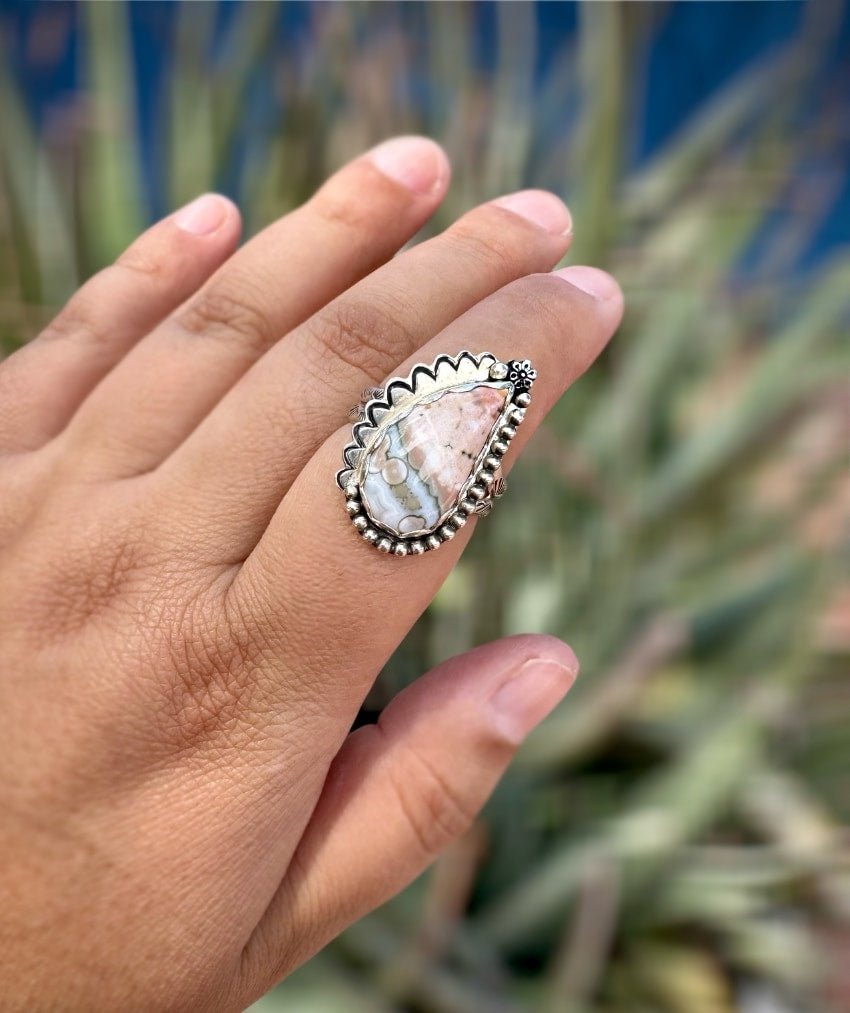 Another view of Ocean Jasper Swirl Ring